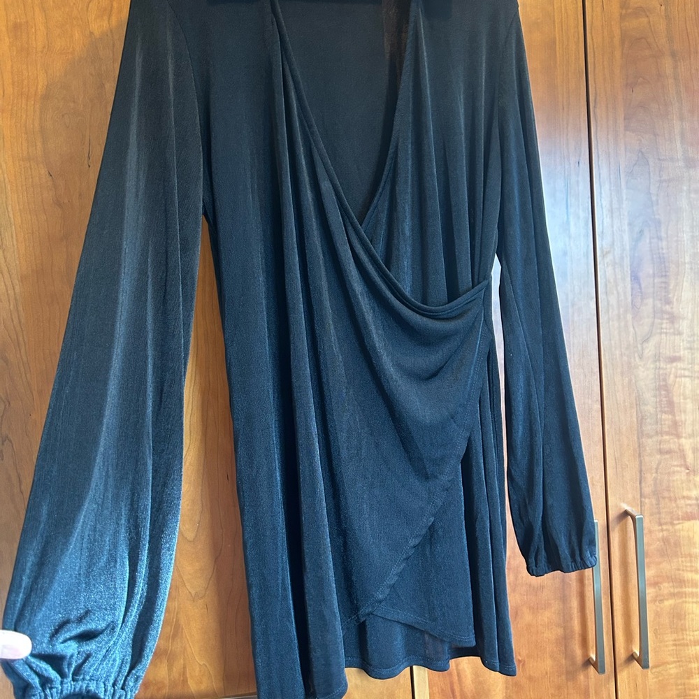 Princess Polly black dress sexy collar size 12 mini wrap - Picture 2 of 6